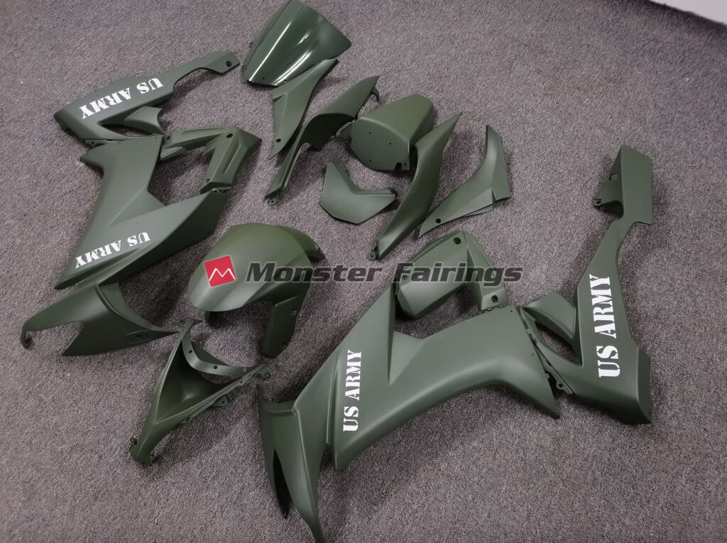 Kawasaki ZX10R custom ABS fairings 2008 - 2010 in US Army Matte Green - durable replacement kit, Monster Fairings
