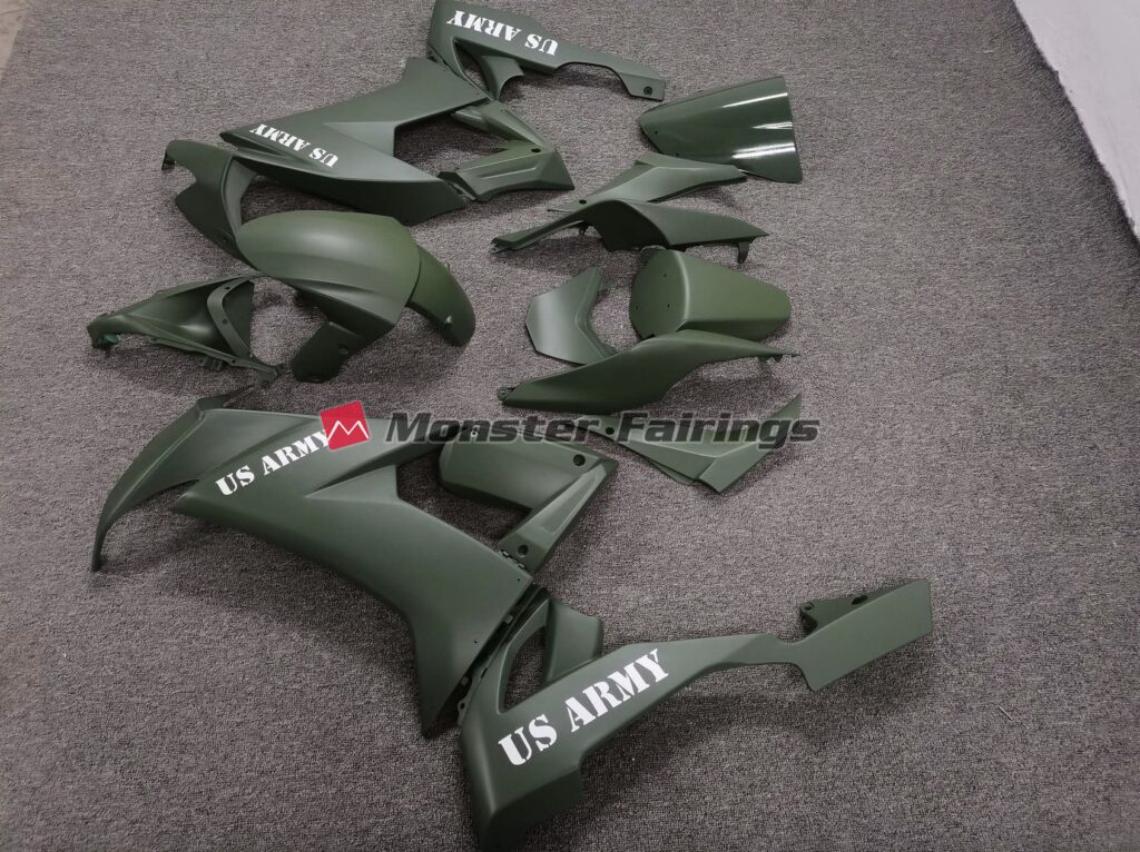 2008 - 2010 Kawasaki ZX10R US Army Matte Green fairing set - ABS injection, custom painted by Monster Fairings