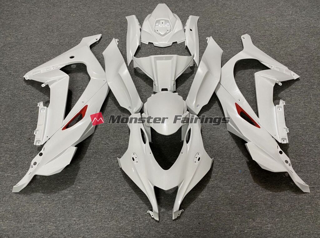 Kawasaki ZX10R 2016 - 2020 Pearl White Red Trim ABS fairings - custom motorcycle bodywork kit by Monster Fairings