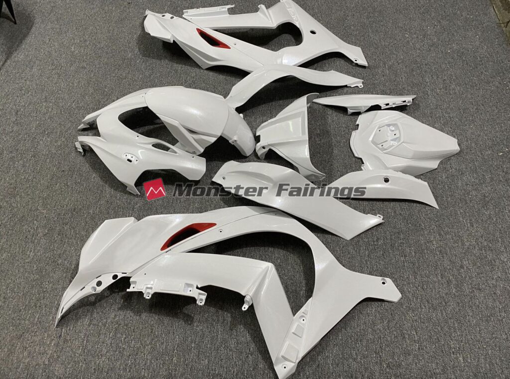 Pearl White Red Trim ABS fairings for Kawasaki ZX10R 2016 - 2020 - premium OEM fit kit by Monster Fairings