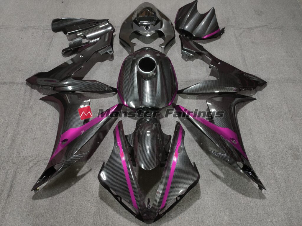 Yamaha R1 2004 - 2006 Carbon Style Pink ABS fairings - custom motorcycle bodywork kit by Monster Fairings