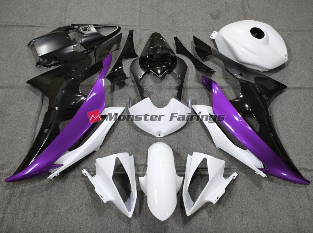 Yamaha R6 2008 - 2016 Custom Purple Black White ABS fairings - custom motorcycle bodywork kit by Monster Fairings