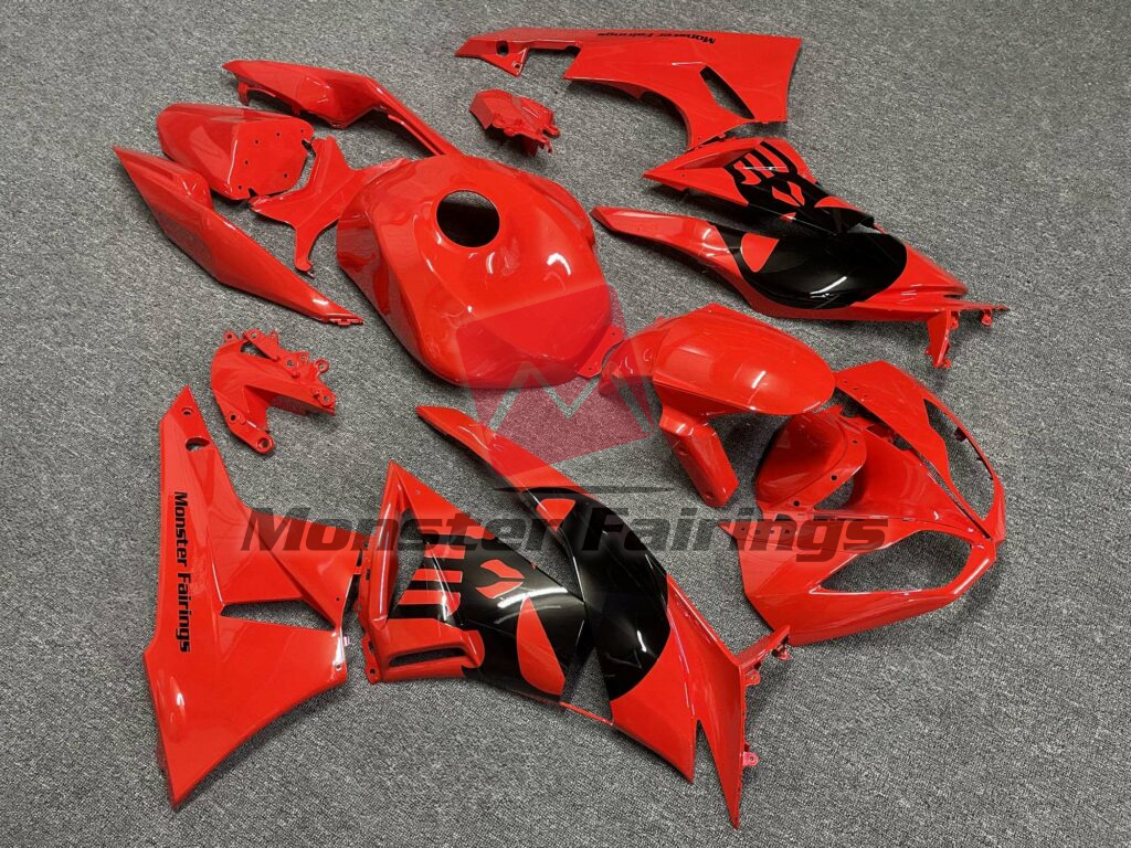 Kawasaki ZX6R custom ABS fairings 2009 - 2012 in Gloss Red with Skull - durable replacement kit, Monster Fairings