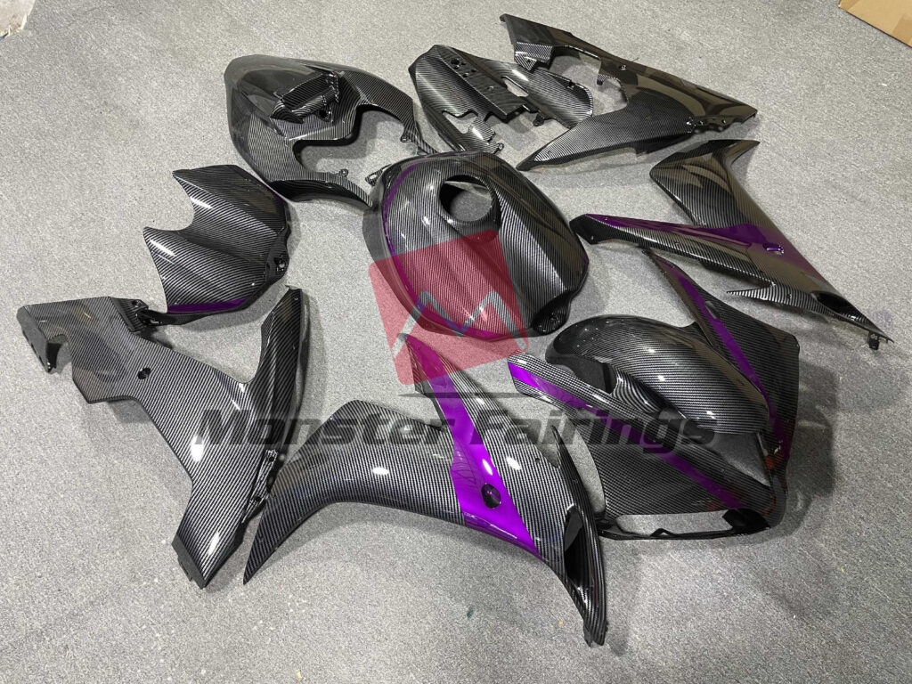Gloss Carbon Fiber Style with Purple ABS fairings for Yamaha R1 2004 - 2006 - premium OEM fit kit by Monster Fairings