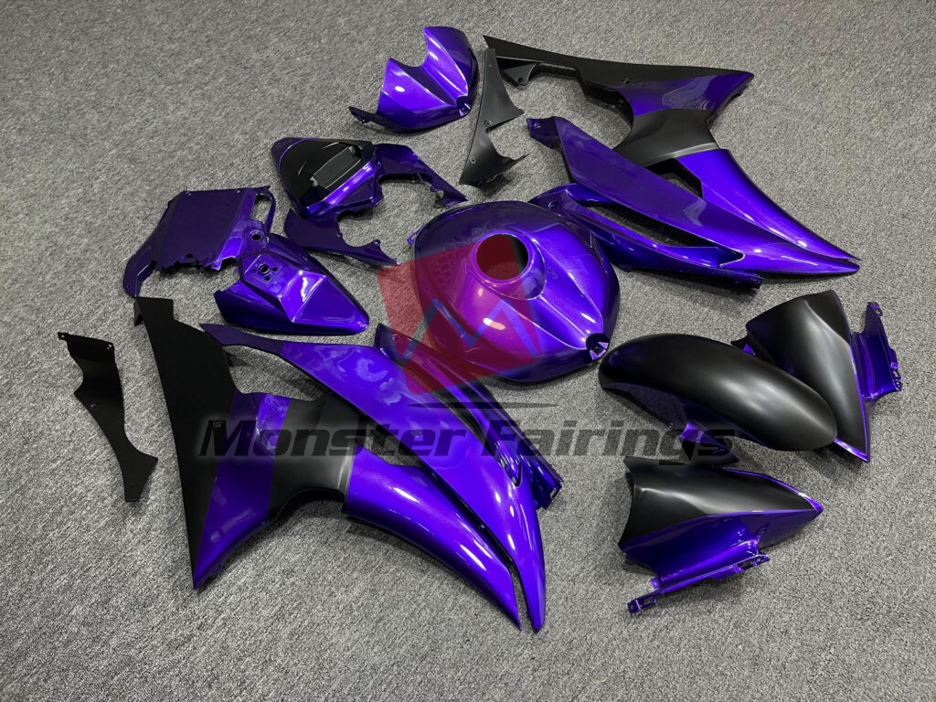 Yamaha R6 custom ABS fairings 2008 - 2016 in Gloss Purple & Matte Black - durable replacement kit, Monster Fairings