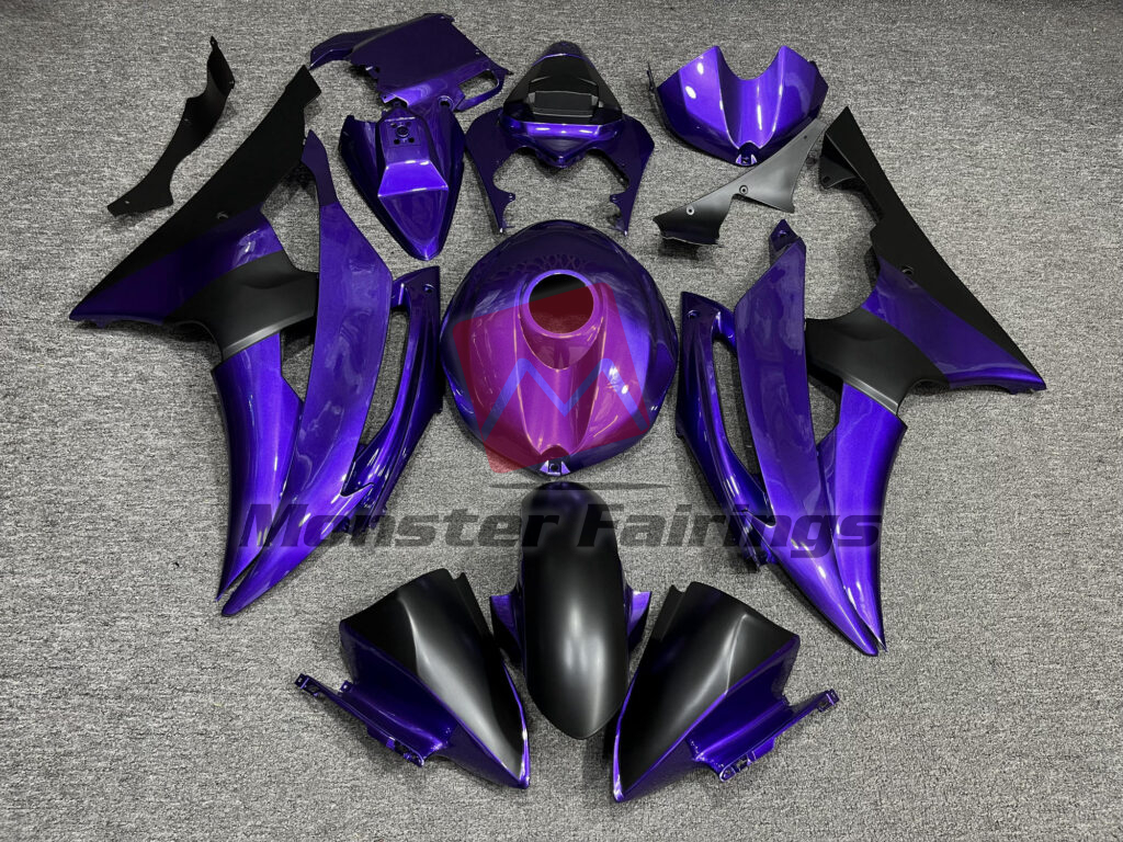 Yamaha R6 2008 - 2016 Gloss Purple & Matte Black ABS fairings - custom motorcycle bodywork kit by Monster Fairings