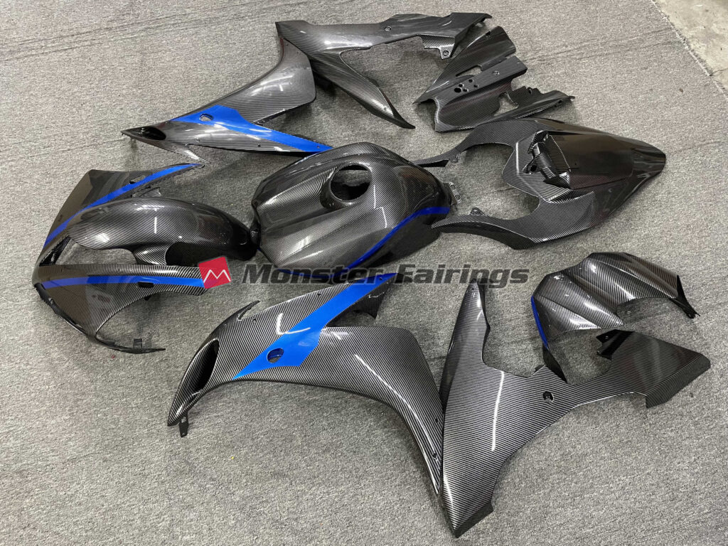 Yamaha R1 custom ABS fairings 2004 - 2006 in Carbon Style with Dark Blue - durable replacement kit, Monster Fairings