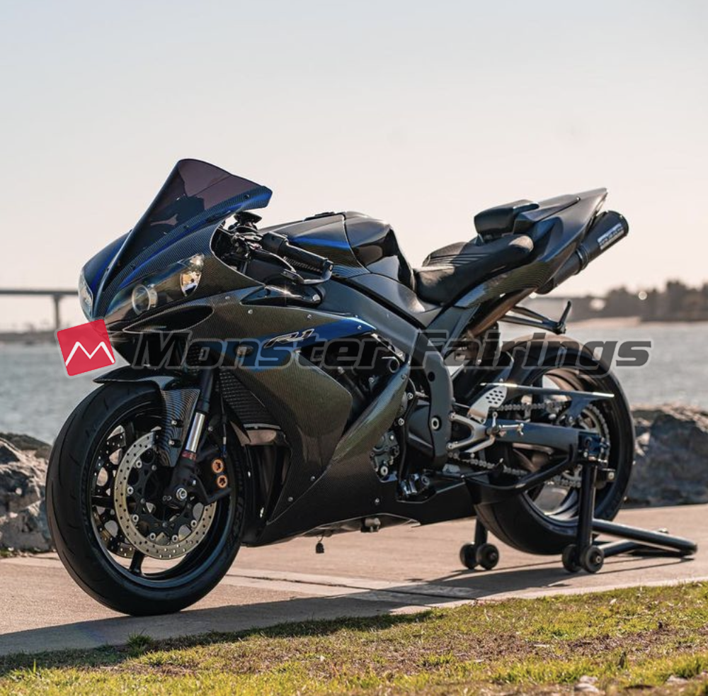 Monster Fairings ABS fairing kit for Yamaha R1 2004 - 2006 - Carbon Style with Dark Blue, precise OEM fit
