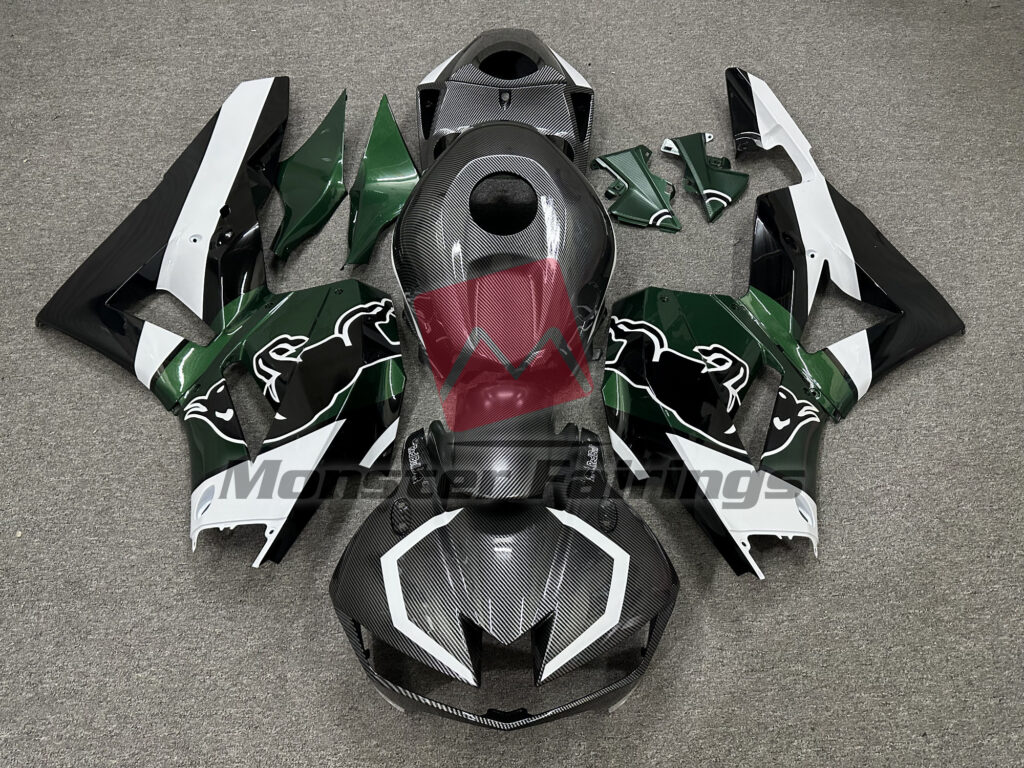 Honda CBR600RR 2013 - 2025 Custom Green Carbon Style Bull ABS fairings - custom motorcycle bodywork kit by Monster Fairings