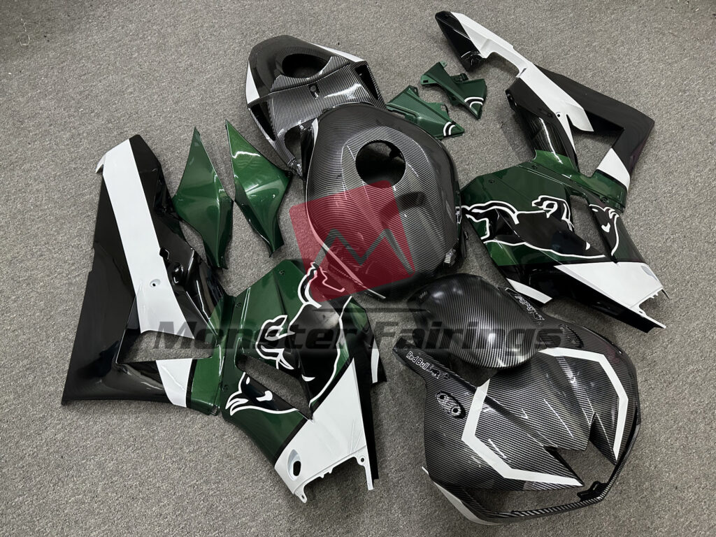 Honda CBR600RR custom ABS fairings 2013 - 2025 in Custom Green Carbon Style Bull - durable replacement kit, Monster Fairings