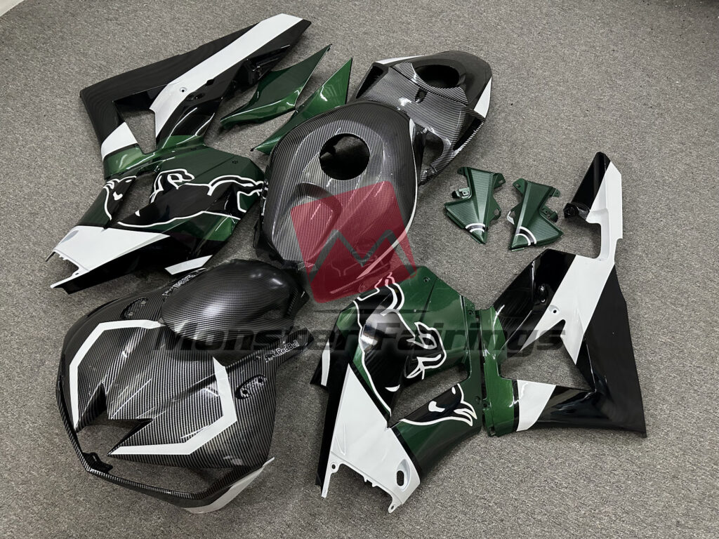 Custom Green Carbon Style Bull ABS fairings for Honda CBR600RR 2013 - 2025 - premium OEM fit kit by Monster Fairings