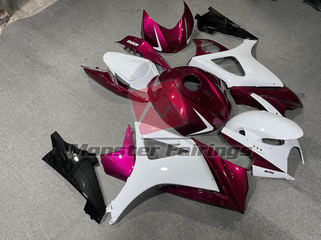 Gloss White & Pink ABS fairings for Suzuki GSXR 1000 2007 - 2008 - premium OEM fit kit by Monster Fairings