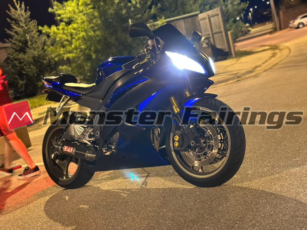 Monster Fairings ABS fairing kit for Yamaha R6 2008 - 2016 - Deep Blue Matte Black, precise OEM fit