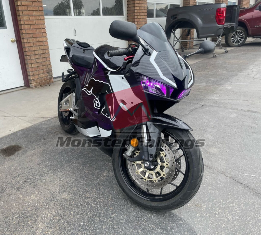 Honda CBR600RR 2013 - 2025 ABS fairings, Custom Purple Carbon Style Bull - high - quality motorcycle kit by Monster Fairings