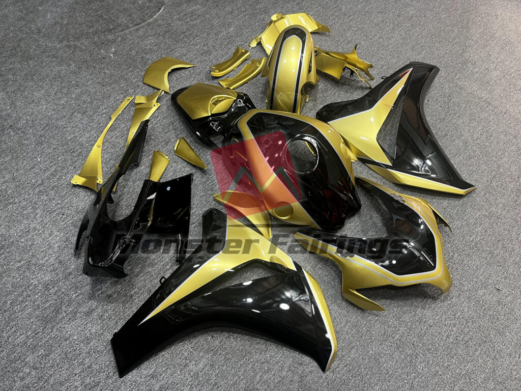 Honda CBR1000RR custom ABS fairings 2008 - 2011 Gloss Gold & Black - durable replacement kit, Monster Fairings
