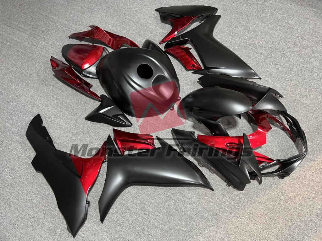 Suzuki GSXR custom ABS fairings 2011 - 2025 Gloss Deep Red & Matte Black - durable replacement kit, Monster Fairings