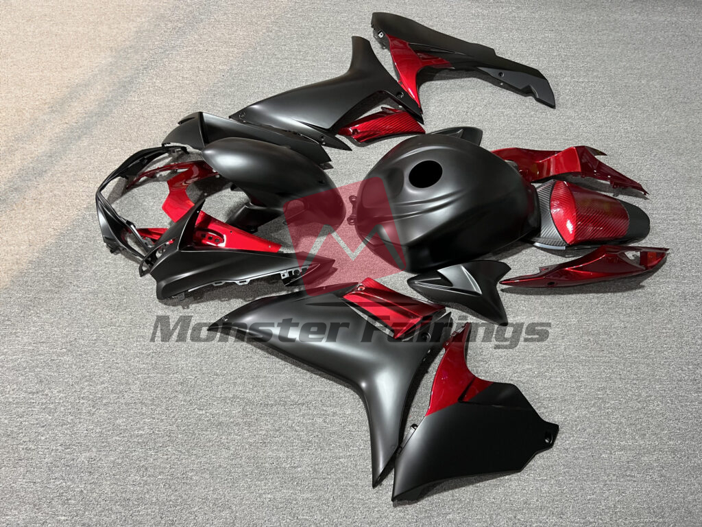 2011 - 2025 Suzuki GSXR Gloss Deep Red & Matte Black fairing set - ABS injection, custom painted by Monster Fairings