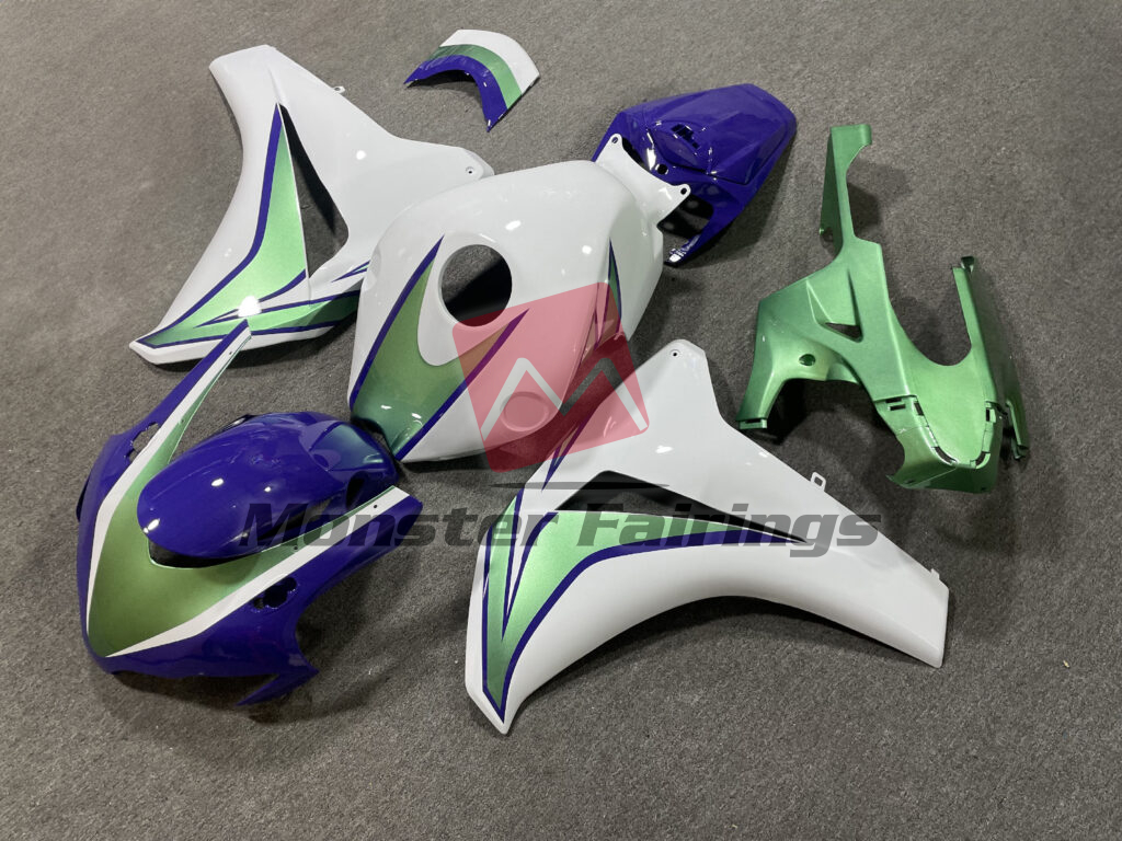 Honda CBR1000RR custom ABS fairings 2008 - 2011 in Gloss White Green & Purple The Joker - durable replacement kit, Monster Fairings