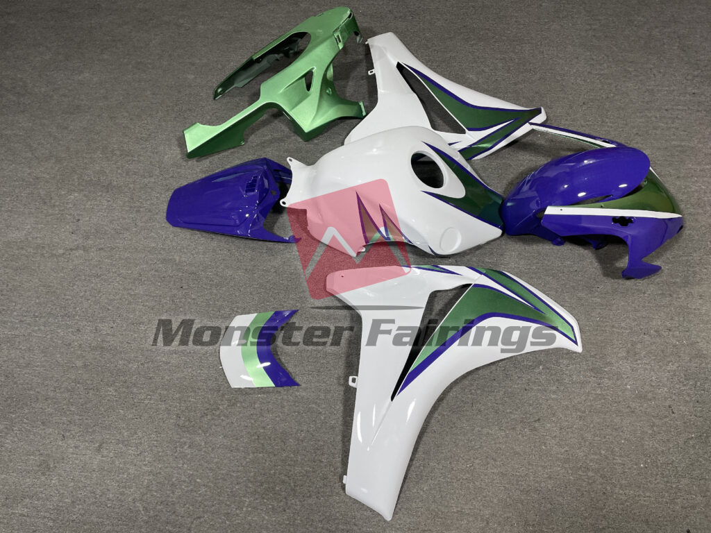 2008 - 2011 Honda CBR1000RR Gloss White Green & Purple The Joker fairing set - ABS injection, custom painted by Monster Fairings