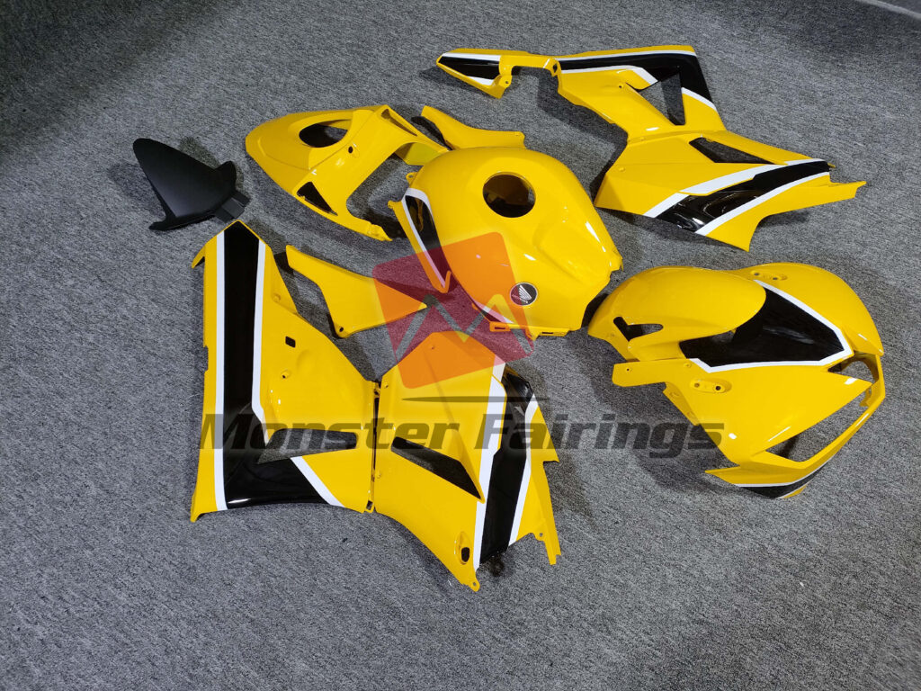 Honda CBR600RR custom ABS fairings 2013 - 2025 in Gloss Yellow Black - durable replacement kit, Monster Fairings
