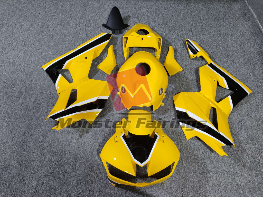 Honda CBR600RR 2013 - 2025 Gloss Yellow Black ABS fairings - custom motorcycle bodywork kit by Monster Fairings