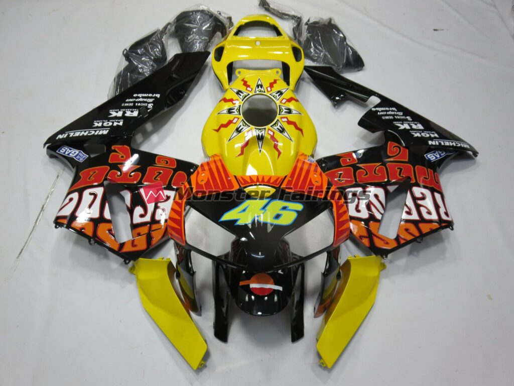 Honda CBR600RR 2005 - 2006 Yellow Rossi ABS fairings - custom motorcycle bodywork kit by Monster Fairings