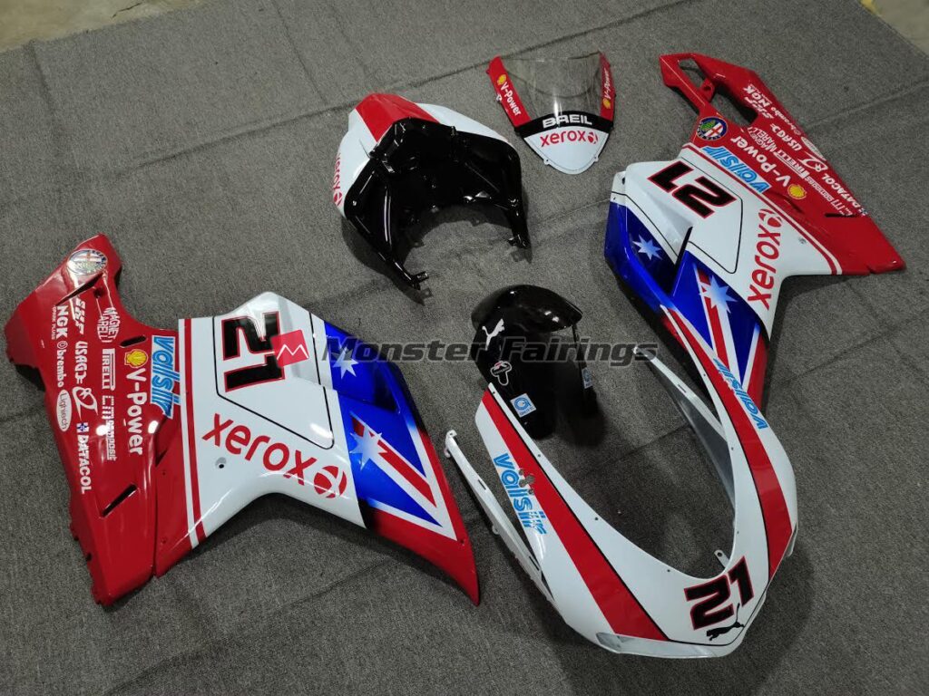 Ducati 848 1098 1198 custom ABS fairings 2007 - 2012 in Xerox design - durable replacement kit, Monster Fairings