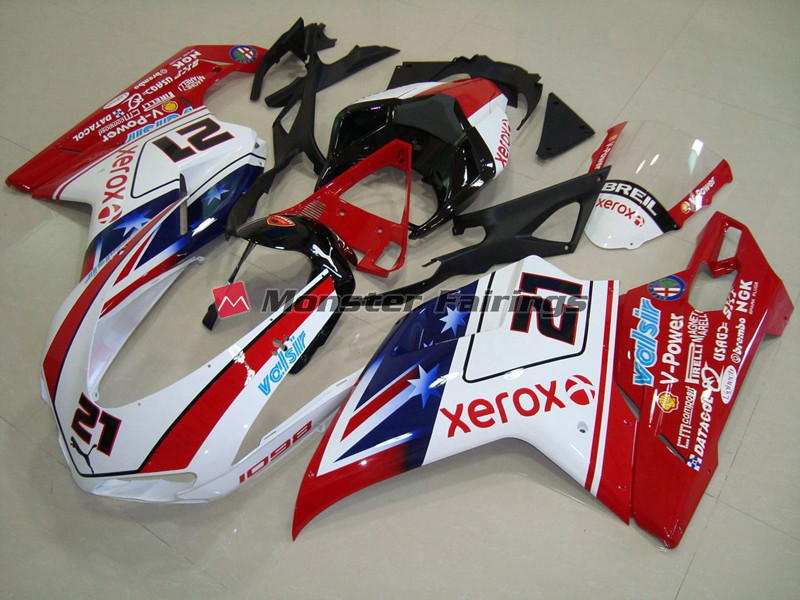 Ducati 848 1098 1198 2007 - 2012 Star Xerox ABS fairings - custom motorcycle bodywork kit by Monster Fairings