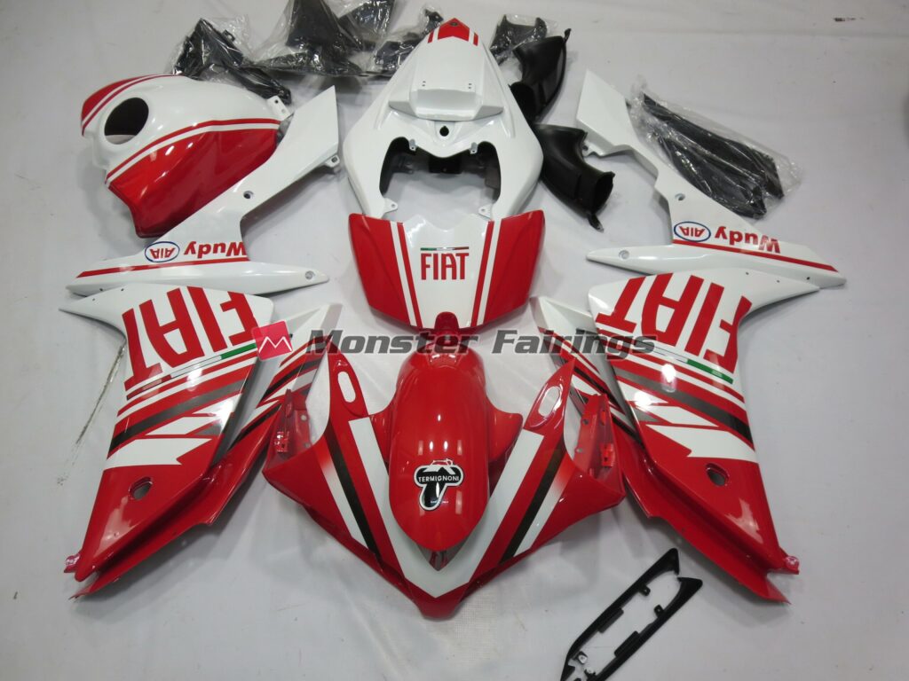 Yamaha R1 2007 - 2008 Red Fiat ABS fairings - custom motorcycle bodywork kit by Monster Fairings