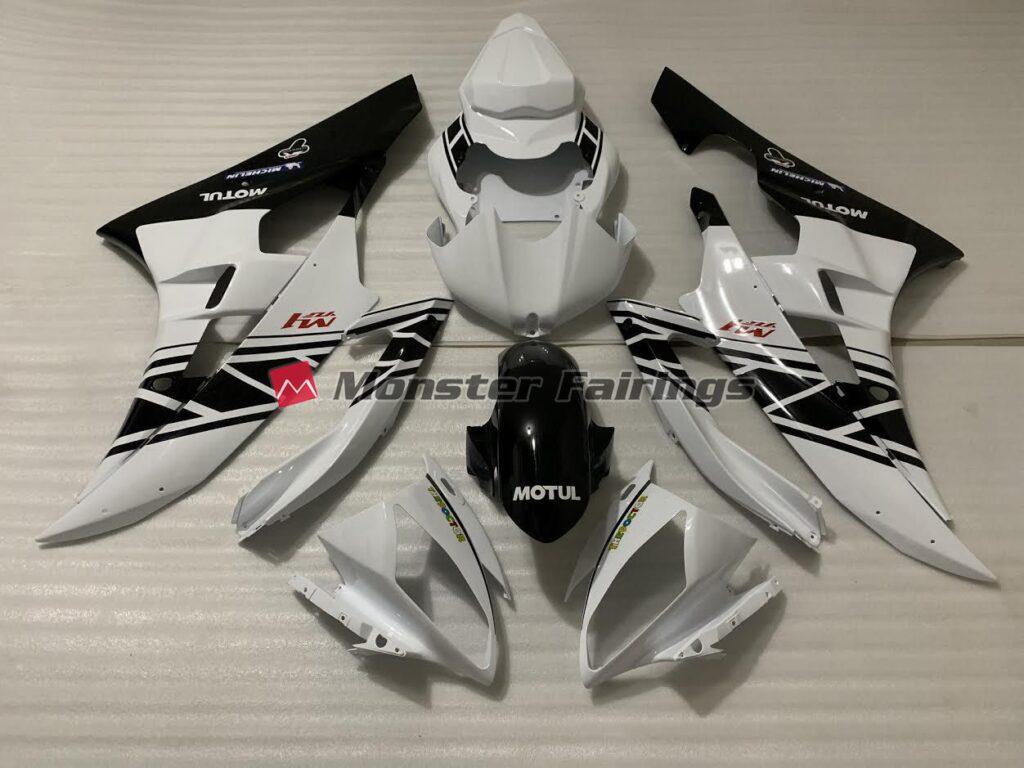Yamaha R6 2006 - 2007 White Black Design ABS fairings - custom motorcycle bodywork kit by Monster Fairings