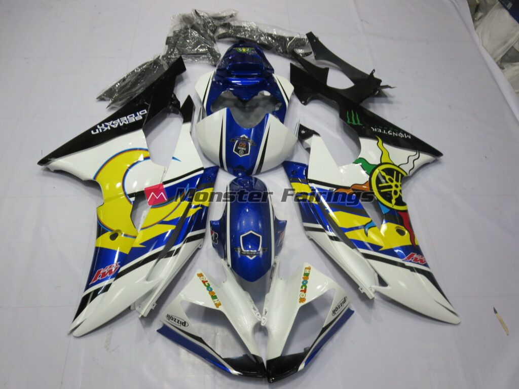 Yamaha R6 2008 - 2016 Yellow and Blue ABS fairings - custom motorcycle bodywork kit by Monster Fairings