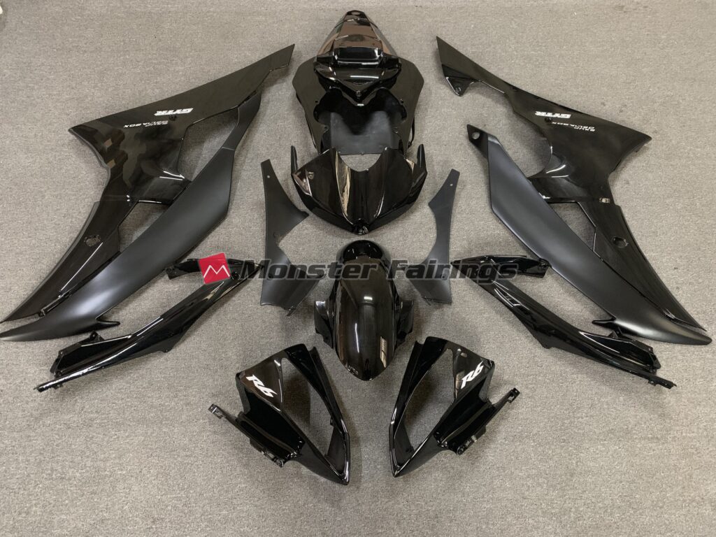 Yamaha R6 2008 - 2016 Gloss & Matte Black ABS fairings - custom motorcycle bodywork kit by Monster Fairings