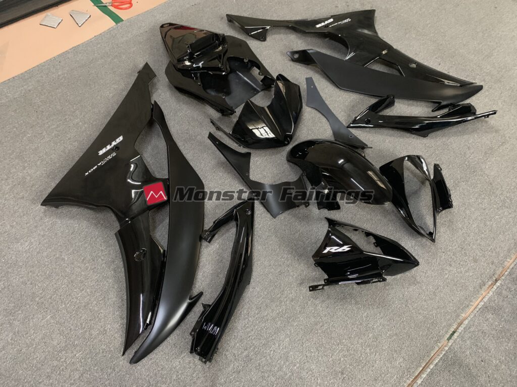 Yamaha R6 custom ABS fairings 2008 - 2016 in Gloss & Matte Black - durable replacement kit, Monster Fairings