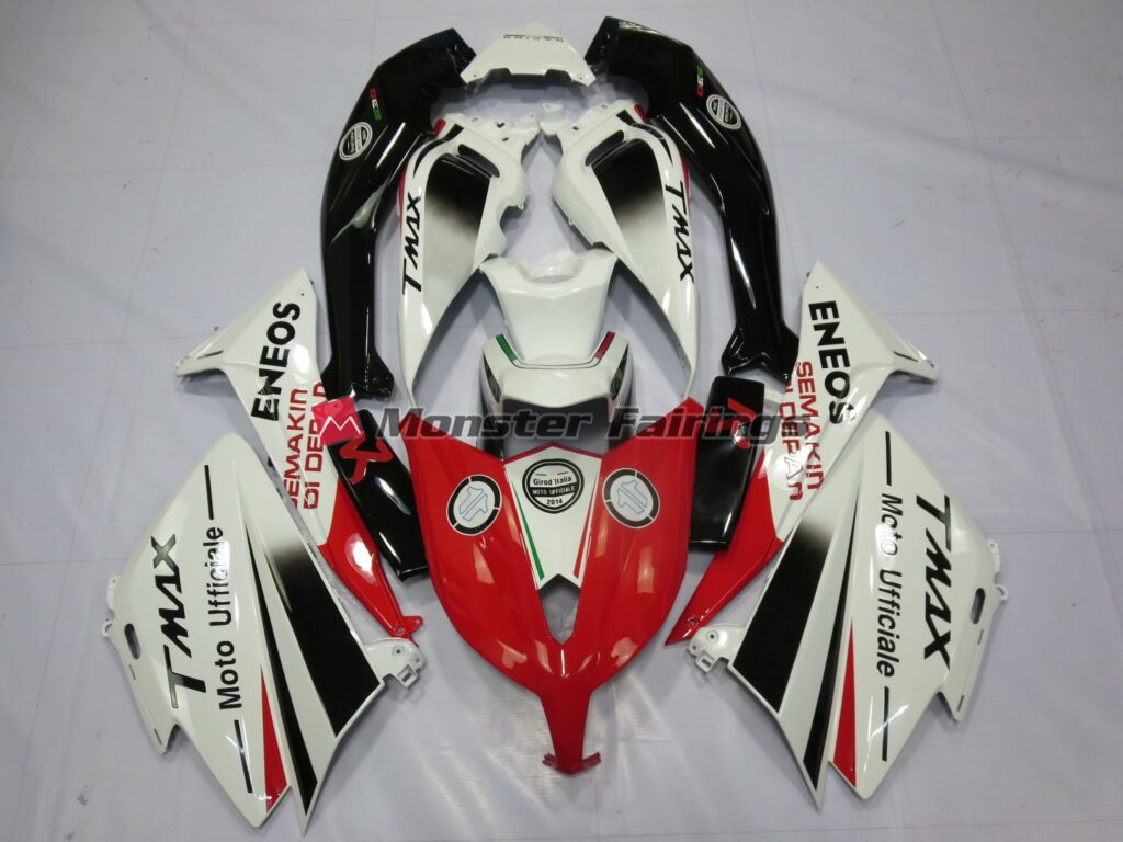Yamaha TMAX 530 Red White Moto ABS fairings - custom motorcycle bodywork kit by Monster Fairings