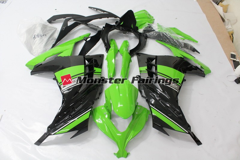 Kawasaki Ninja 300 2013 - 2022 Green Black ABS fairings - custom motorcycle bodywork kit by Monster Fairings