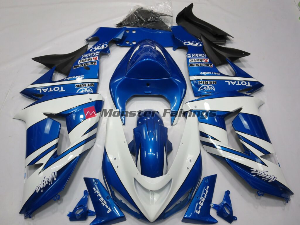Kawasaki ZX10R 2006 - 2007 Blue White Ninja ABS fairings - custom motorcycle bodywork kit by Monster Fairings