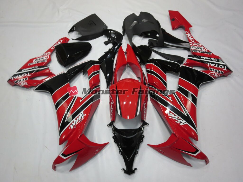 Kawasaki ZX10R 2008 - 2010 Red Black ABS fairings - custom motorcycle bodywork kit by Monster Fairings