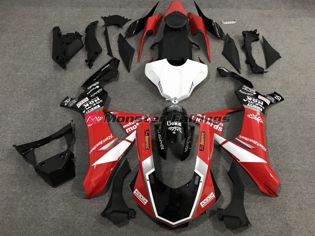 Yamaha R1 2015 - 2019 Red Black and White Custom Style Gloss ABS fairings - custom motorcycle bodywork kit by Monster Fairings