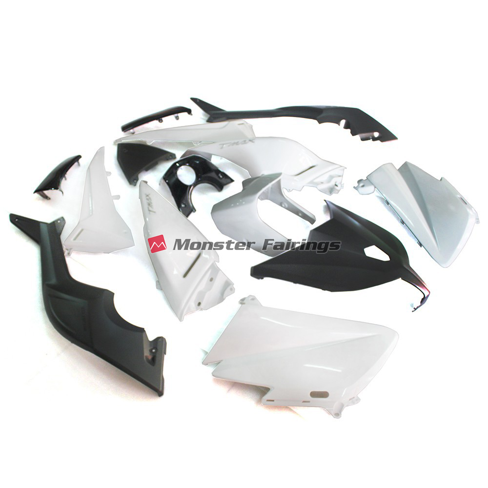 Yamaha TMAX 530 Gloss White with Black ABS fairings - custom motorcycle bodywork kit by Monster Fairings