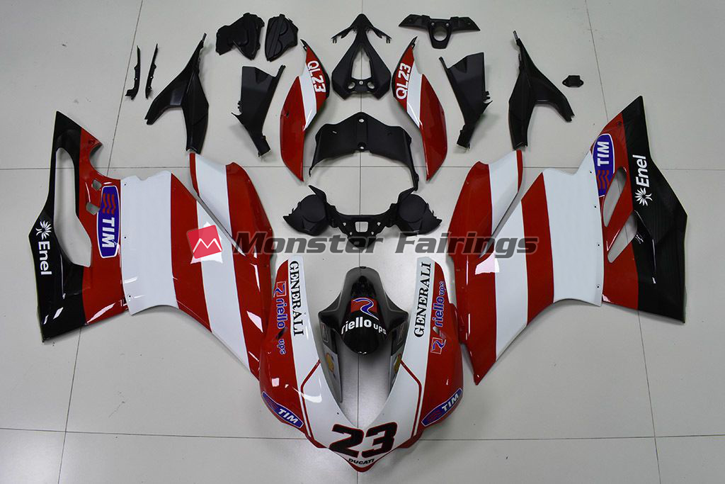 Ducati 959 Gloss Red & and White with Black ABS fairings - custom motorcycle bodywork kit by Monster Fairings