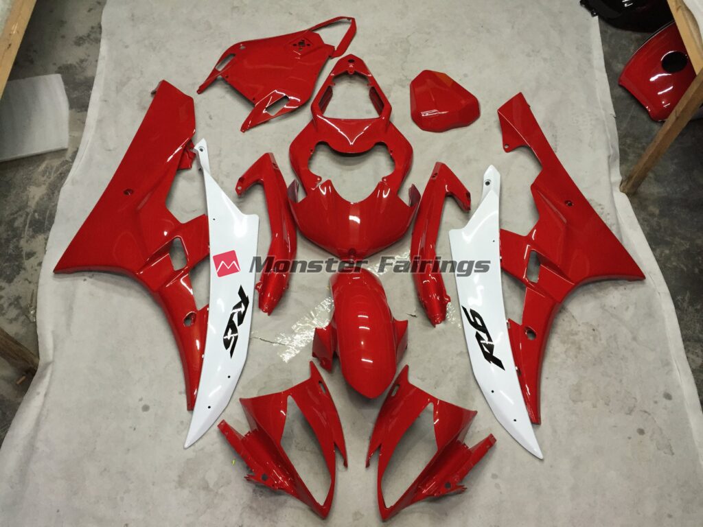 Yamaha R6 2006 - 2007 Red and White C2W ABS fairings - custom motorcycle bodywork kit by Monster Fairings