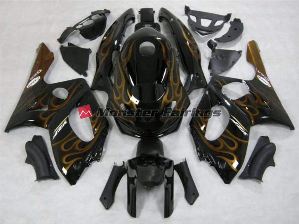 Yamaha YZF600 1998 - 2007 Gold Flame Gloss ABS fairings - custom motorcycle bodywork kit by Monster Fairings