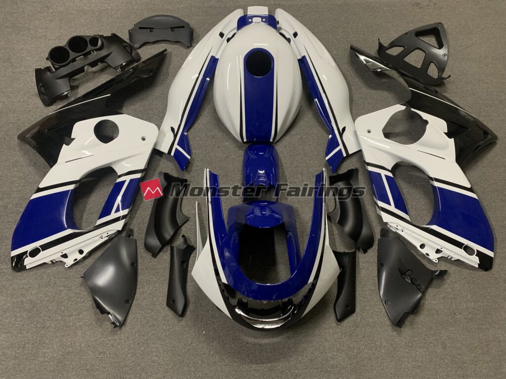 Yamaha YZF600 1998 - 2007 Dark Blue and White ABS fairings - custom motorcycle bodywork kit by Monster Fairings