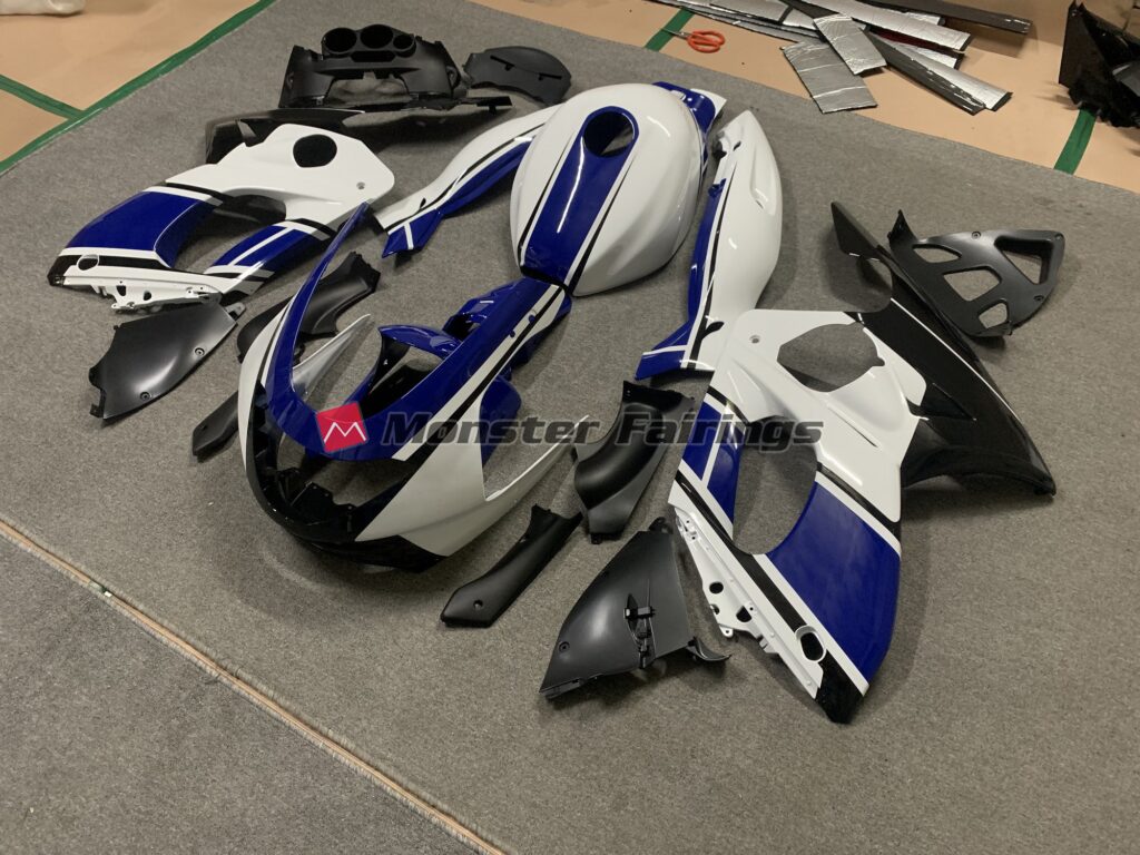 Dark Blue and White ABS fairings for Yamaha YZF600 1998 - 2007 - premium OEM fit kit by Monster Fairings