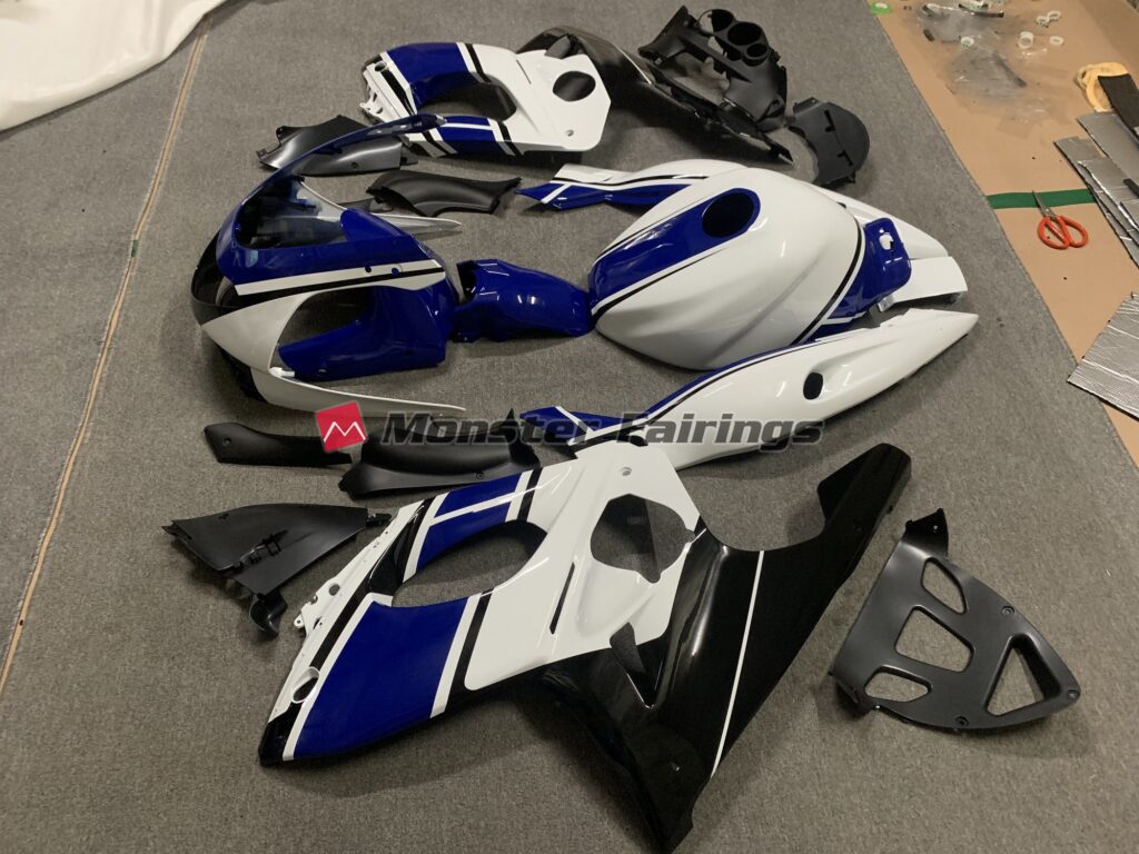1998 - 2007 Yamaha YZF600 Dark Blue and White fairing set - ABS injection, custom painted by Monster Fairings