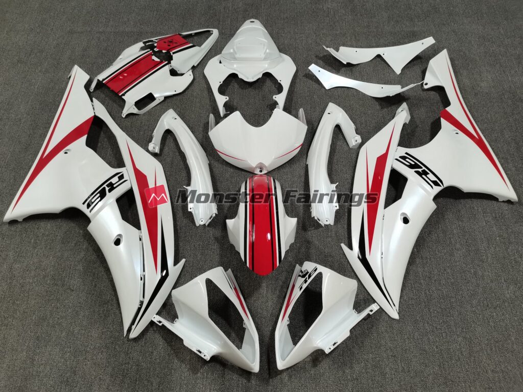 Yamaha R6 custom ABS fairings 2008 - 2016 in Pearl White Custom - durable replacement kit, Monster Fairings