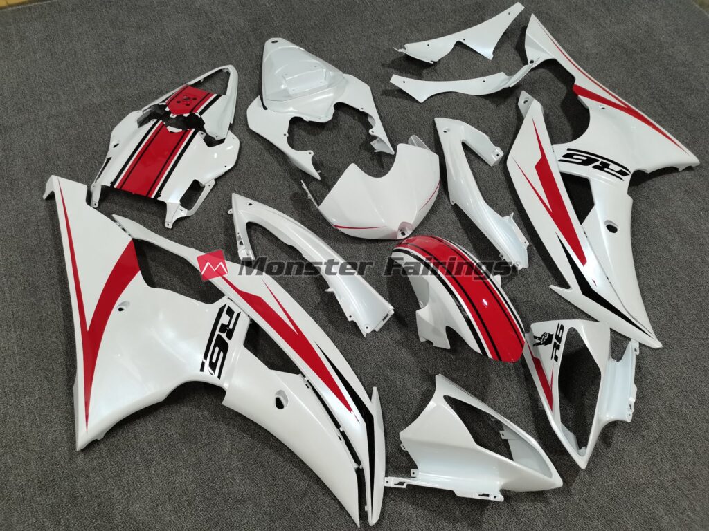 2008 - 2016 Yamaha R6 Pearl White Custom fairing set - ABS injection, custom painted by Monster Fairings