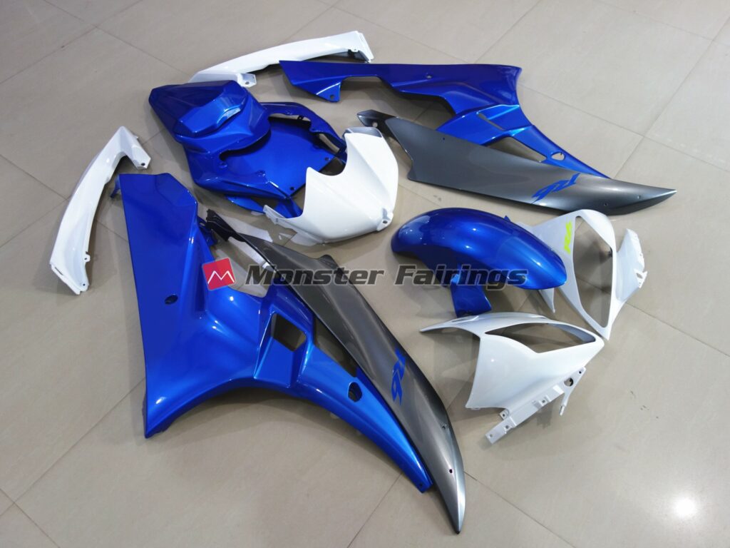 White Blue with Custom Yellow ABS fairings for Yamaha R6 2006 - 2007 - premium OEM fit kit by Monster Fairings