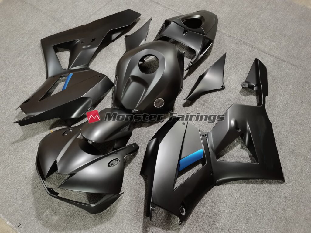 Honda CBR600RR custom ABS fairings 2013 - 2025 in Matte Black with Blue - durable replacement kit, Monster Fairings