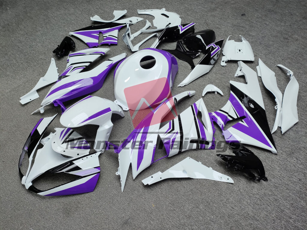 Gloss White & Black Purple ABS fairings for Kawasaki ZX6R 2009 - 2012 - premium OEM fit kit by Monster Fairings